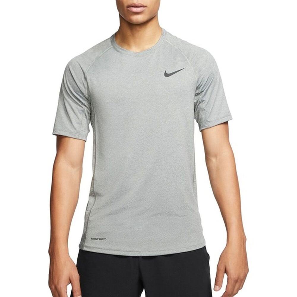 Nike Pro Dri Fit Mens T Shirt XL Gray Training Short Sleeve Crew Neck Logo